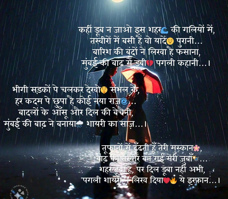 मुंबई में बाढ़ की तस्वीरें देख पगली शायरी 